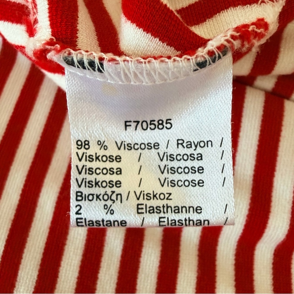 Lacoste Red and White Diagonal Stripe Long Sleeve Top with side zippers | 38 - Picture 5 of 6